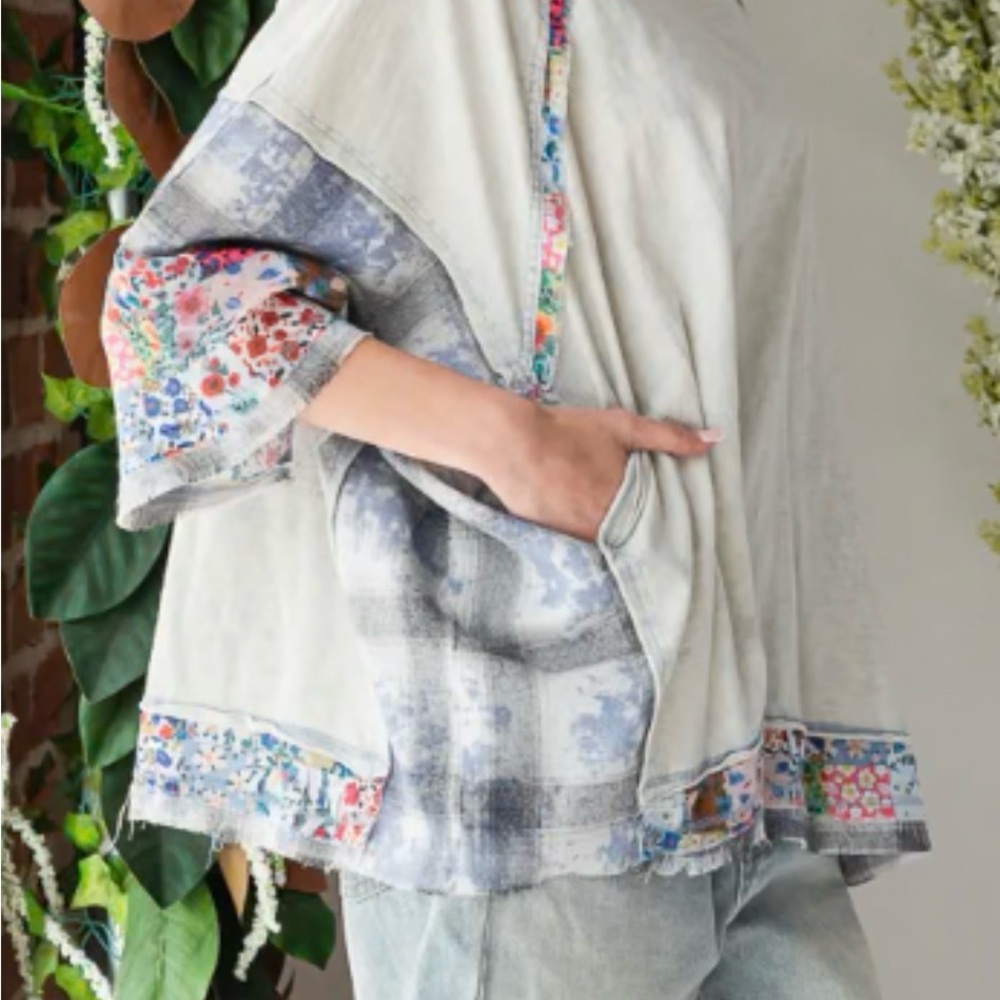 Oli & Hali Washed Multi Print Patchwork Oversized… - image 12